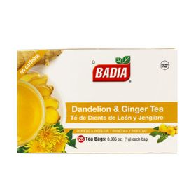 Badia Thé au pissenlit et au gingembre 25 sachets (1 g/0,035 oz par sachet)