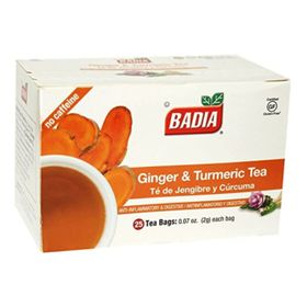 Thé Badia au gingembre et au curcuma, 25 sachets (0,07 oz/2 g par sachet)