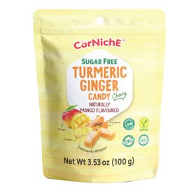 Bonbons au curcuma et au gingembre sans sucre Corniche, saveur mangue (100 g)