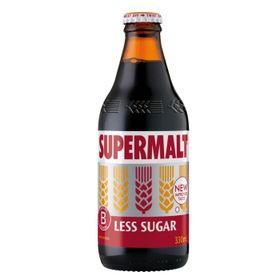 Supermalt : boisson maltée allégée en sucre, en bouteilles en verre (330 ml)