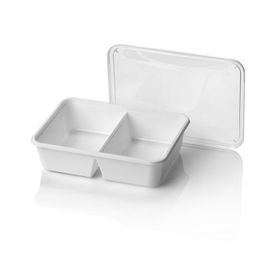 Boîte micro-ondes blanche en PP (boîte d&#x27;un kilo) série 173 avec 2 compartiments, 750 ml (50 pièces)