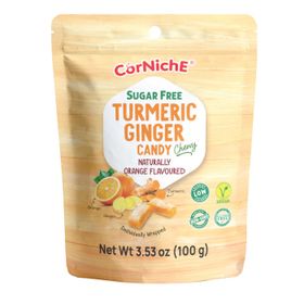 Bonbons au curcuma et au gingembre sans sucre Corniche, saveur orange (100 g)