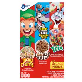 General Mills Lucky Charms, Cookie Crisp, Trix Cereal 3 sacs (38,5 oz/1,09 kg)