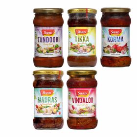 Pâte de curry Swad Tandoori, pâte de curry Tikka, pâte de curry Madras, pâte de curry Korma, pâte de curry Vindaloo 5X (300 g)