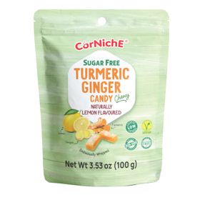 Corniche Bonbons au curcuma et au gingembre sans sucre, saveur citron (100 g)